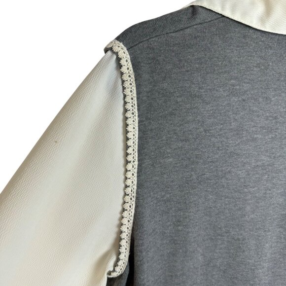 Alfred Dunner SzL Grey Long Sleeve Lace Trim Top Grandmacore Granny Chic Twee - Picture 8 of 8